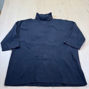 Lauren Ralph Lauren Black Ribbed‎ Knit 3/4 Sleeve Turtleneck Sweater Women's